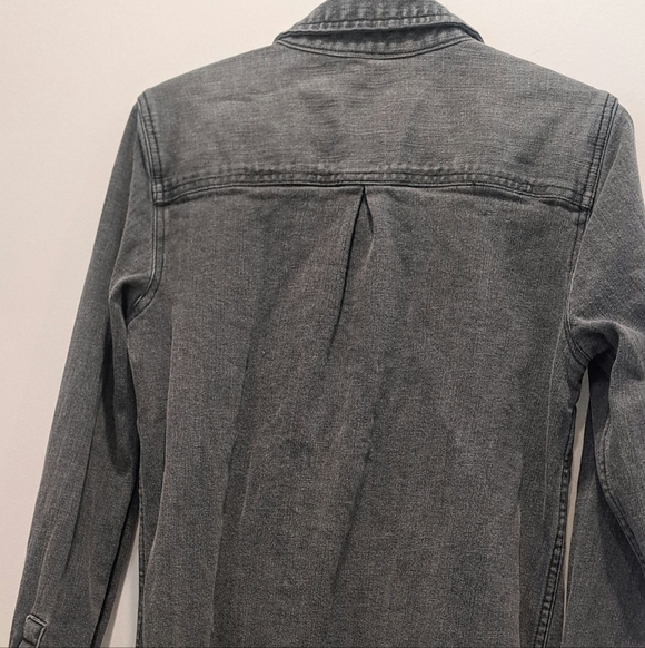 Natural Refections Charcoal Button Down Jean Jacket Knee Lenhth - Picture 2 of 2